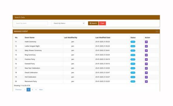 Venue, Banquet - Event management system