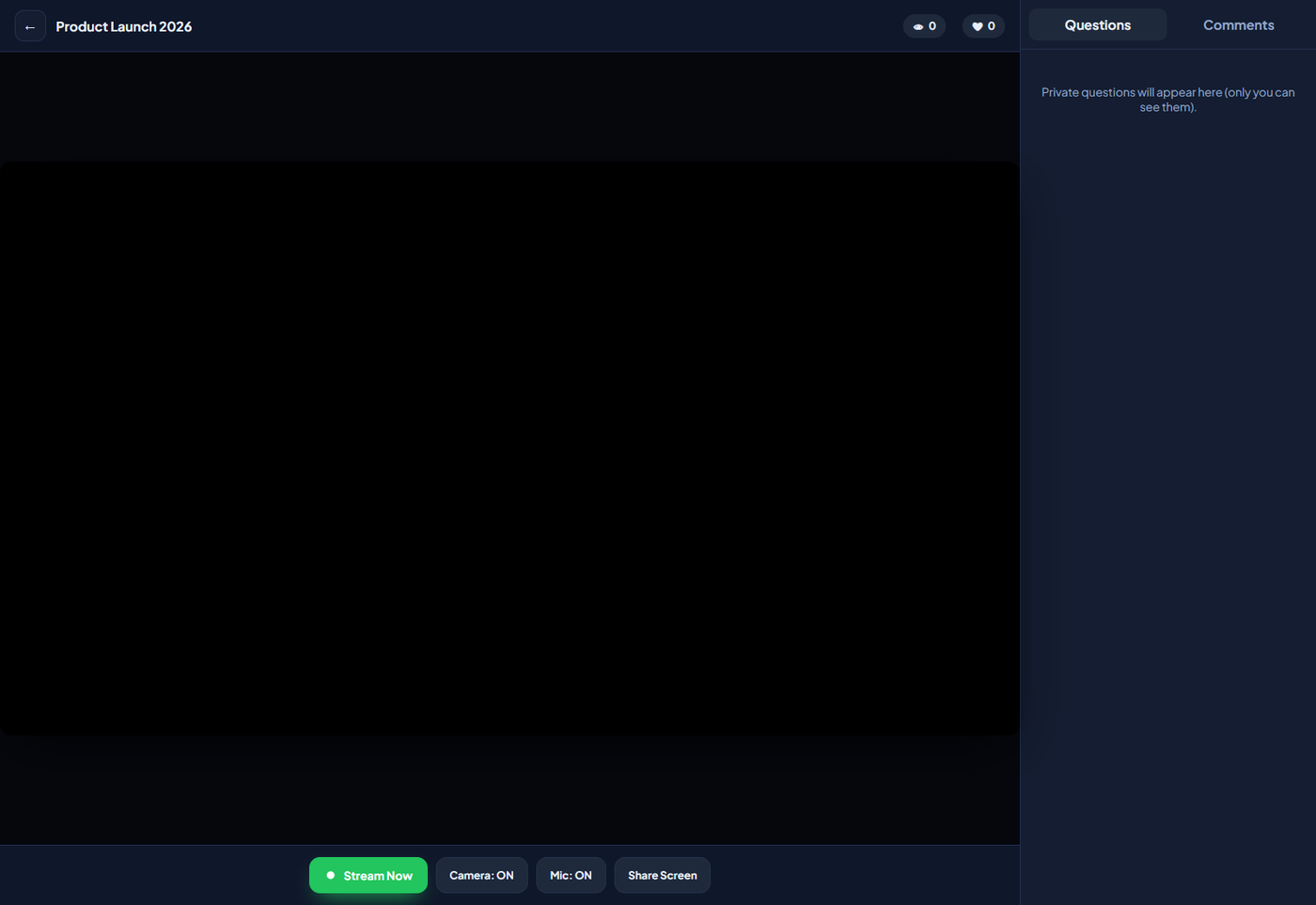 LiteStream host studio going live to an unlimited audience