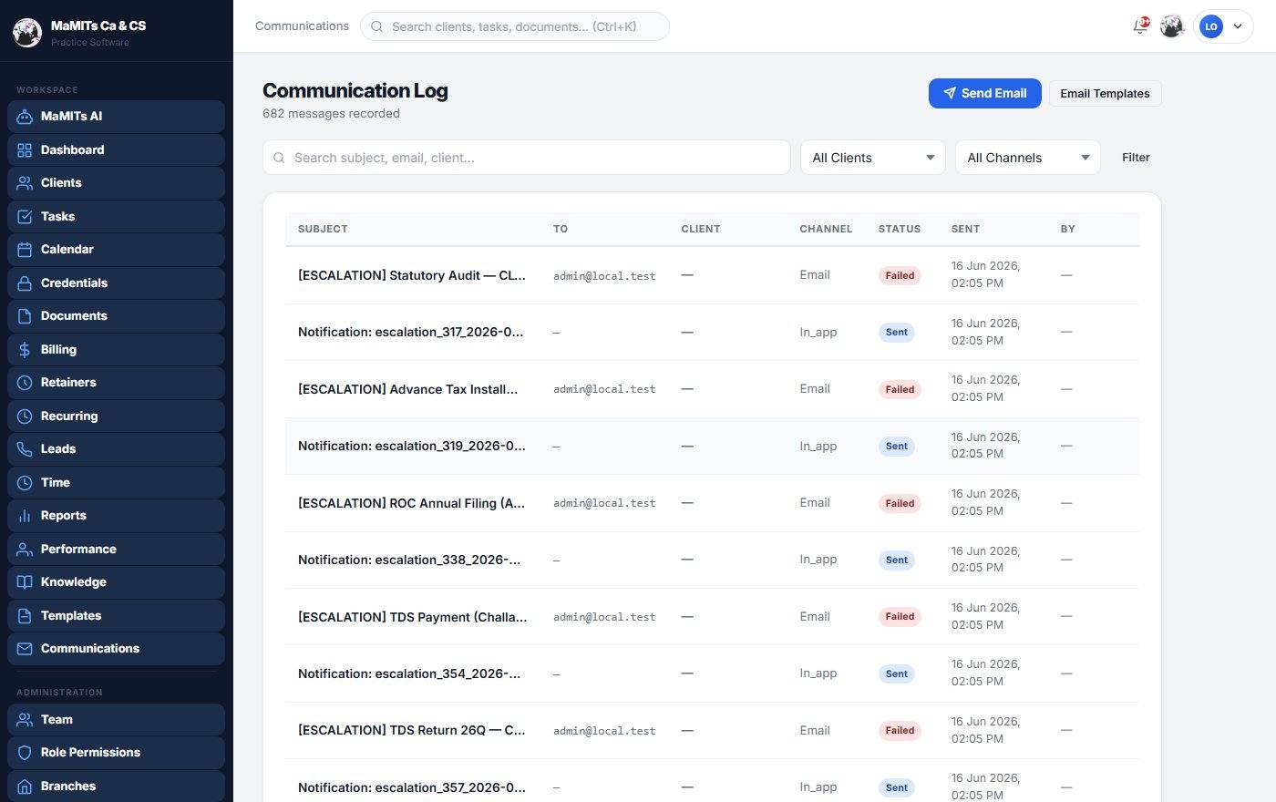 WhatsApp, SMS and email reminder software for CA and CS firms - MaMITs WhatsApp reminder software for CA firms sending compliance reminders over WhatsApp, SMS and email with reusable templates