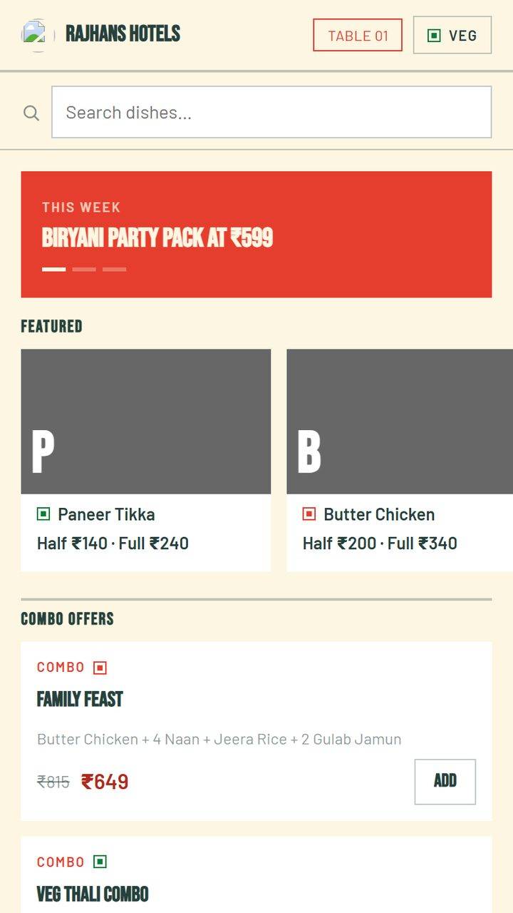 ScanDine Retro Diner QR menu template