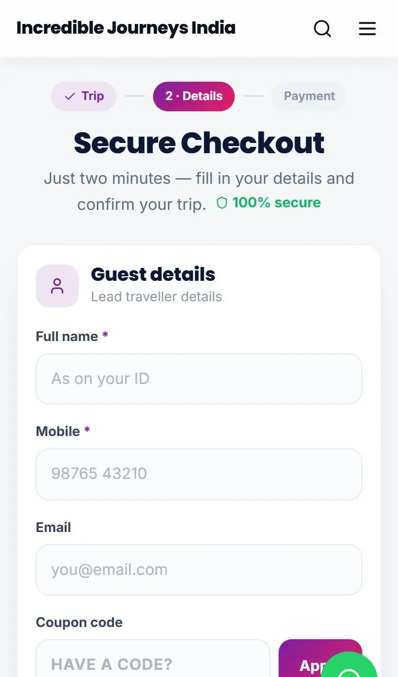 Installable travel website app on a phone