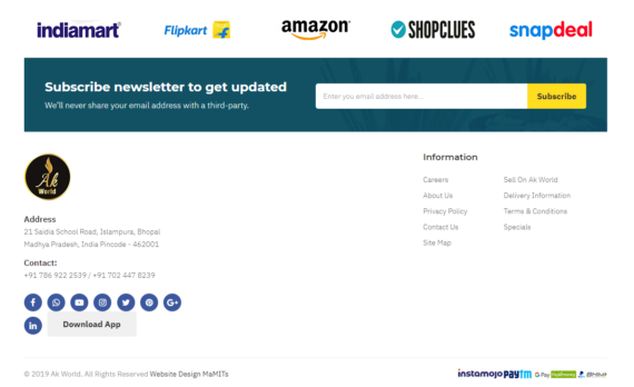 Ak World - Free ecommerce website and android app | MaMITs, India